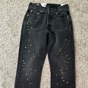 Levi's Black Straight Leg Jeans with jewel Accents